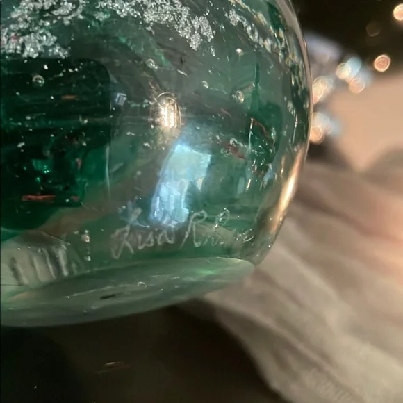 Elegant Green Glass Sphere Art Piece ~ Signed & Dated